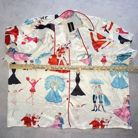 SheShow White Christmas Satin Pajama Set Women Size 3XL Long Sleeve Wide Leg NEW - Picture 11 of 16